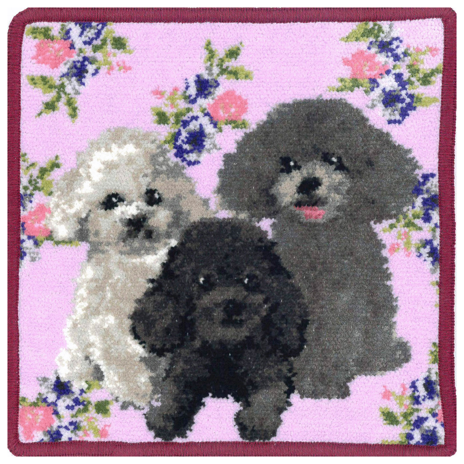 Enjeau（アーンジョー） Flower×Dog モノトーンプードル ハンカチ