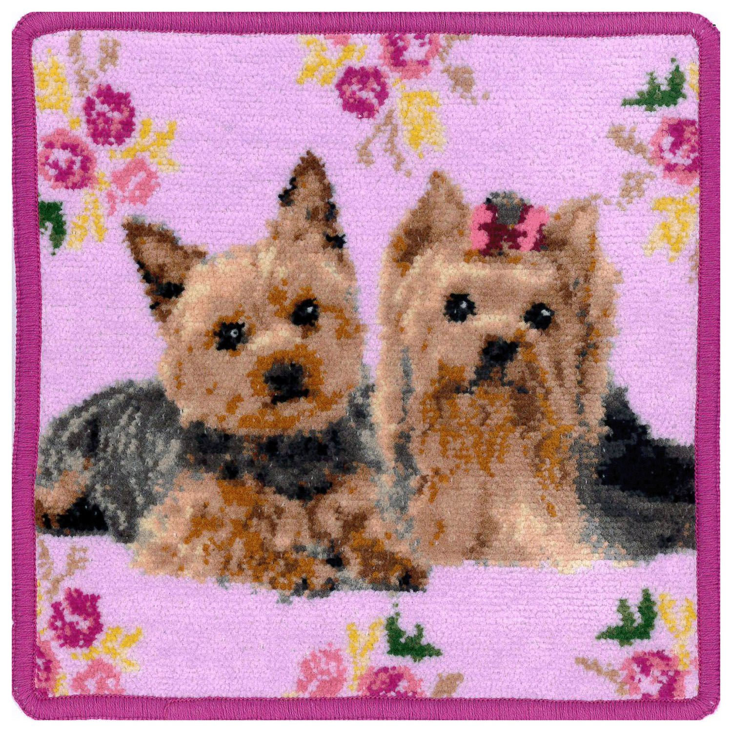 Enjeau（アーンジョー） Flower×Dog ヨークシャー  ハンカチ