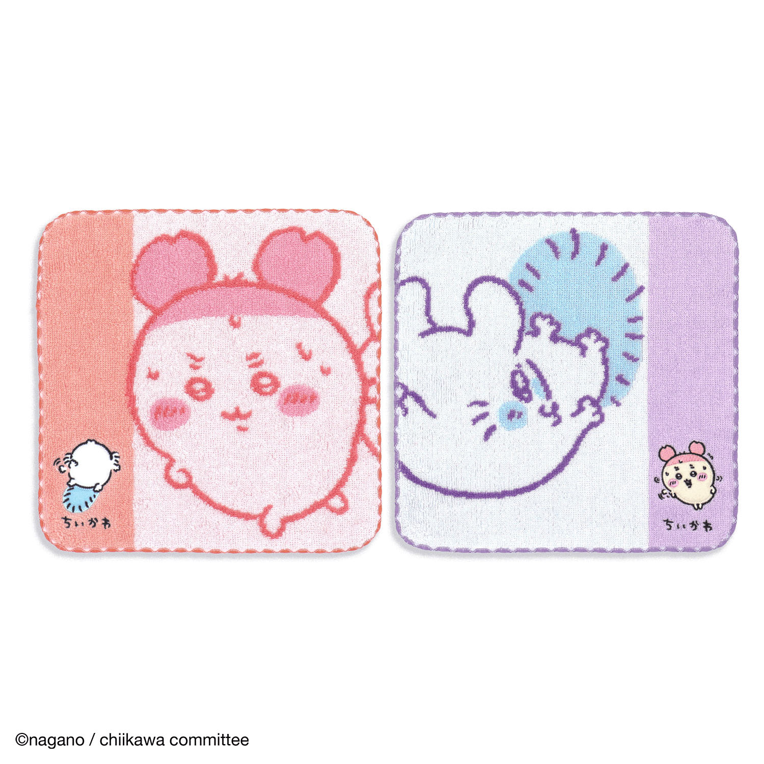 『ちいかわ』 運んでる タオルハンカチ ピンク - 画像3