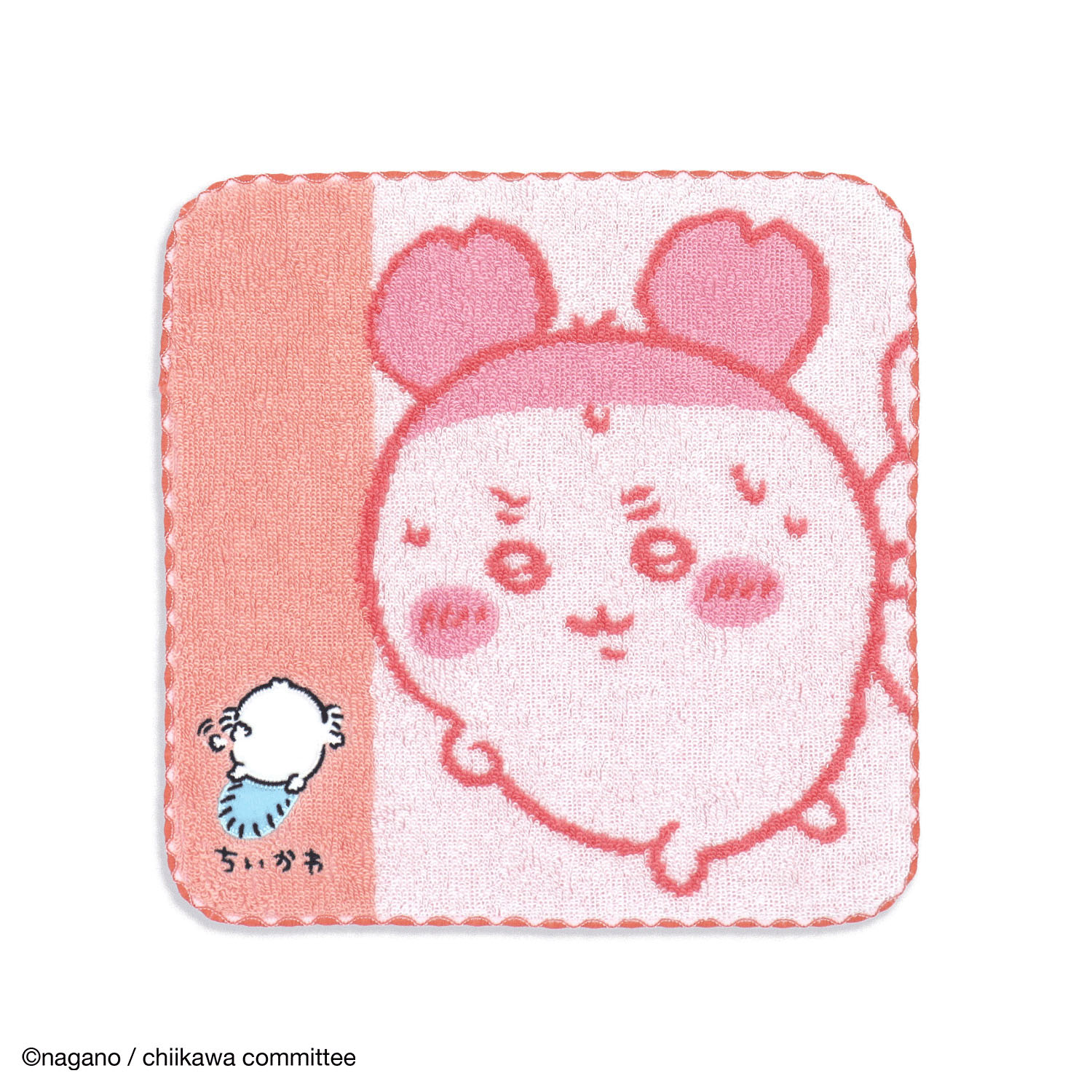 『ちいかわ』 運んでる タオルハンカチ ピンク