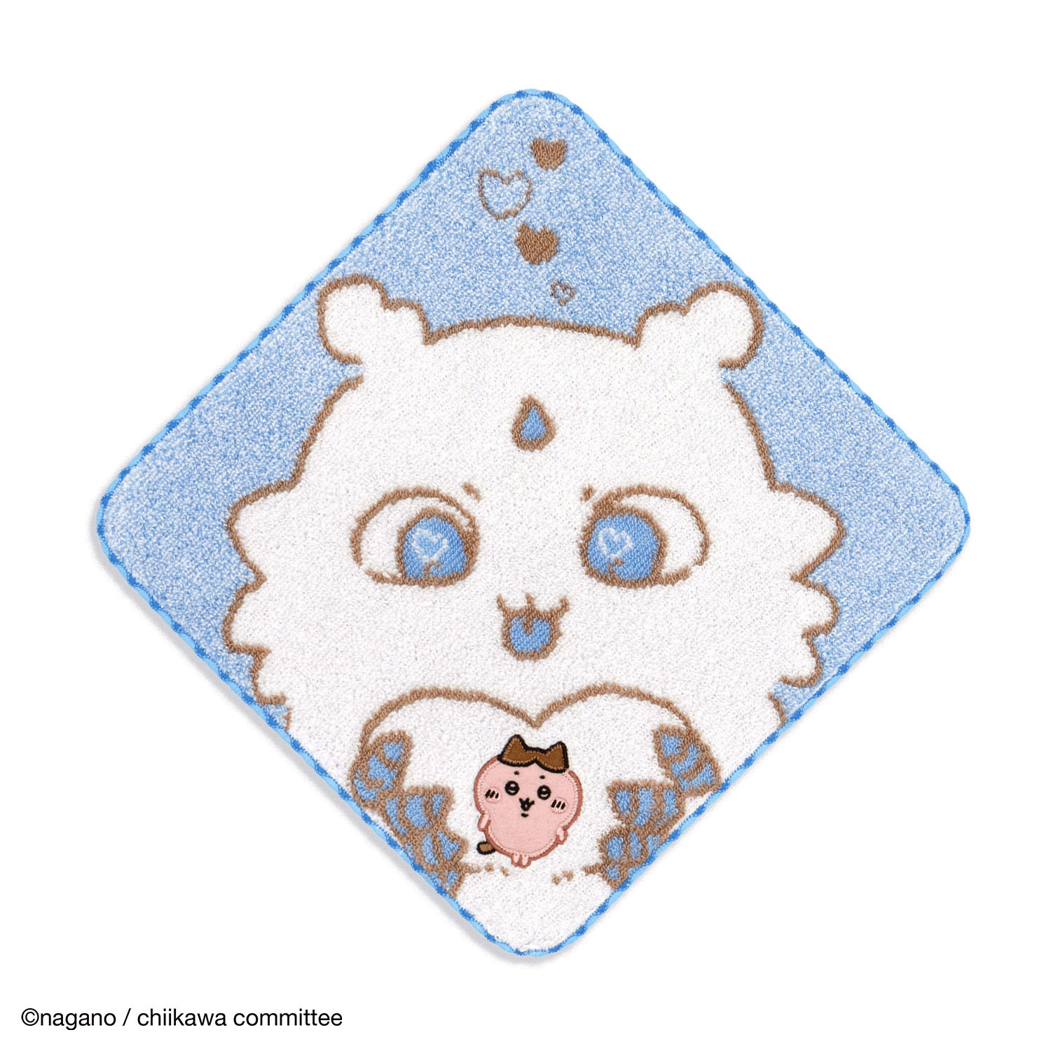 ちいかわ  かたまってるよ タオルハンカチ ブルー／ハチワレ
