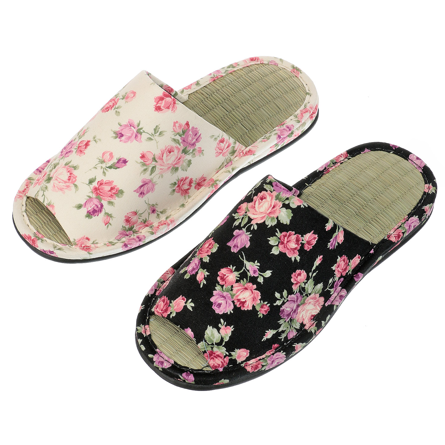 バラ柄畳中スリッパ