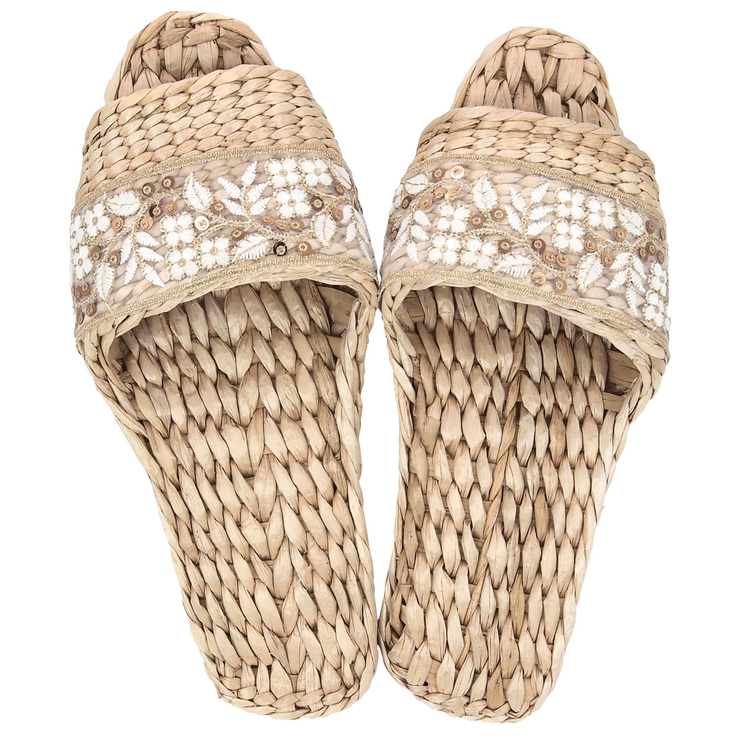 ガマスリッパ 刺繍リボン