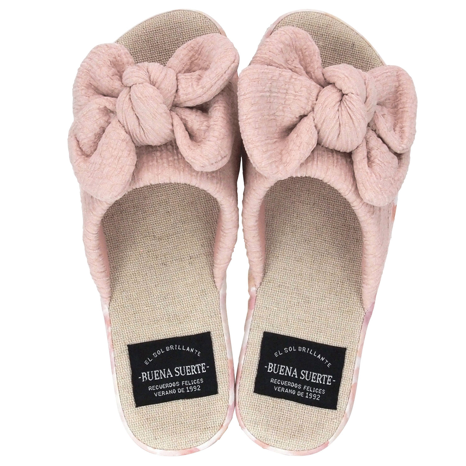 水彩柄サイドリボンスリッパ - 画像2