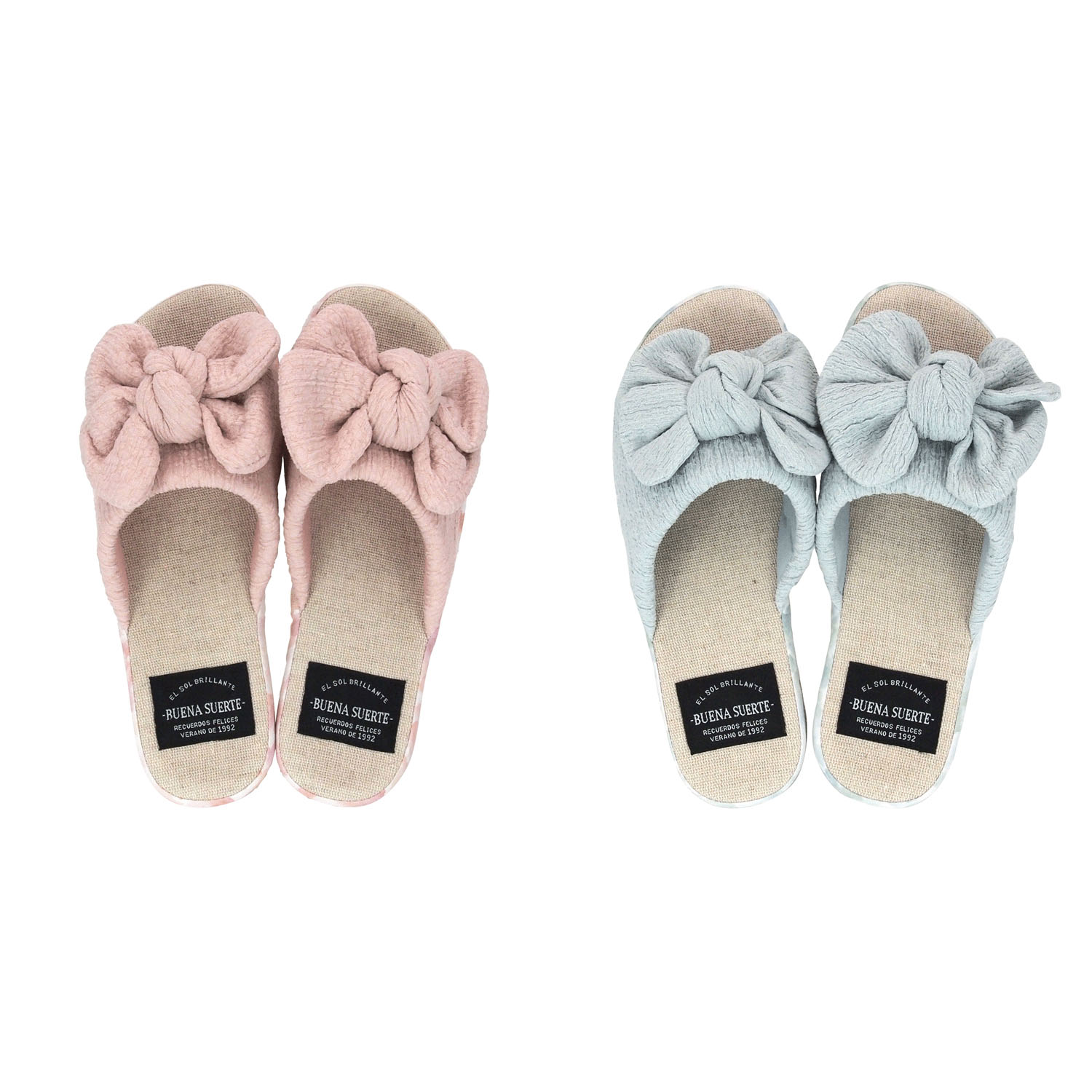 水彩柄サイドリボンスリッパ