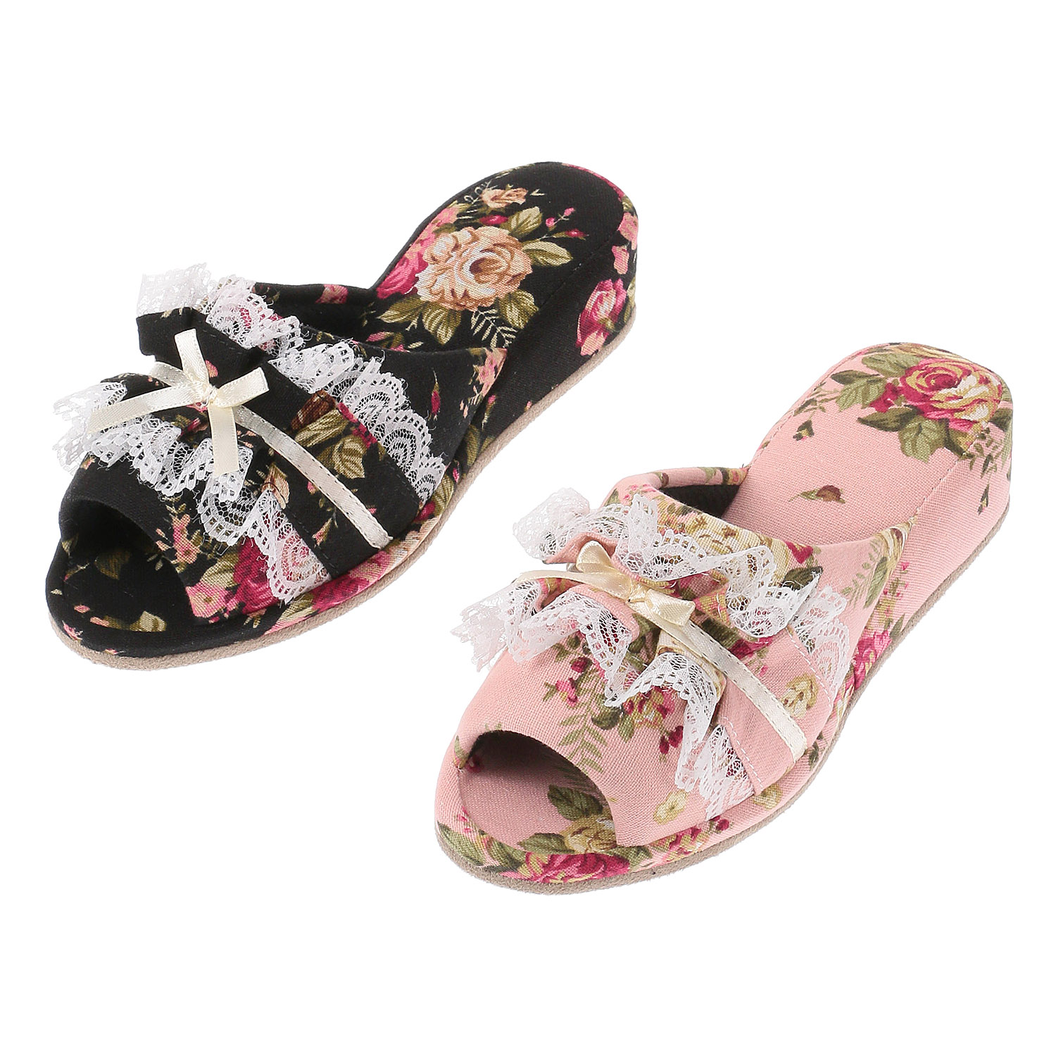 レースヒールスリッパ