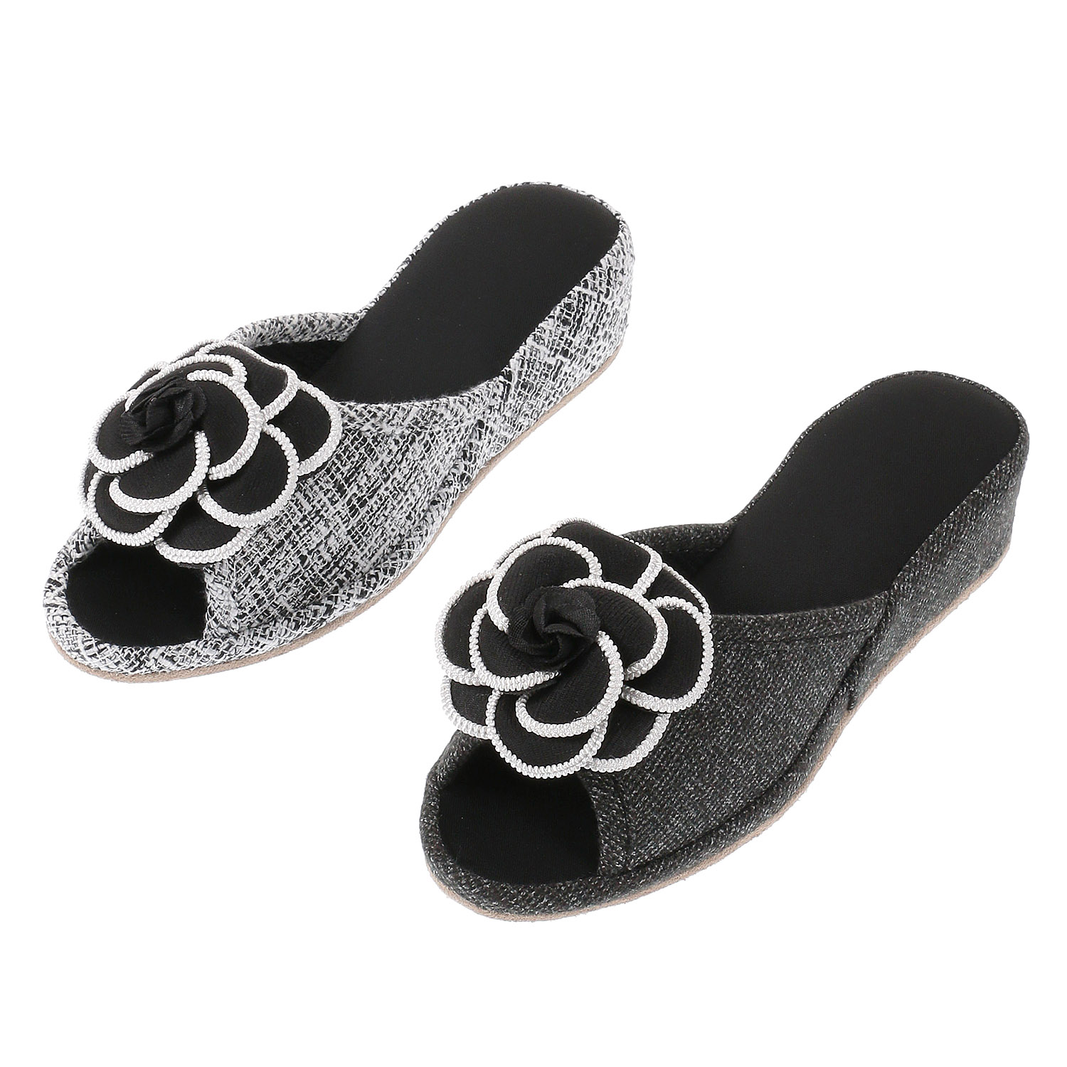 カメリア付きヒールスリッパ - 画像1