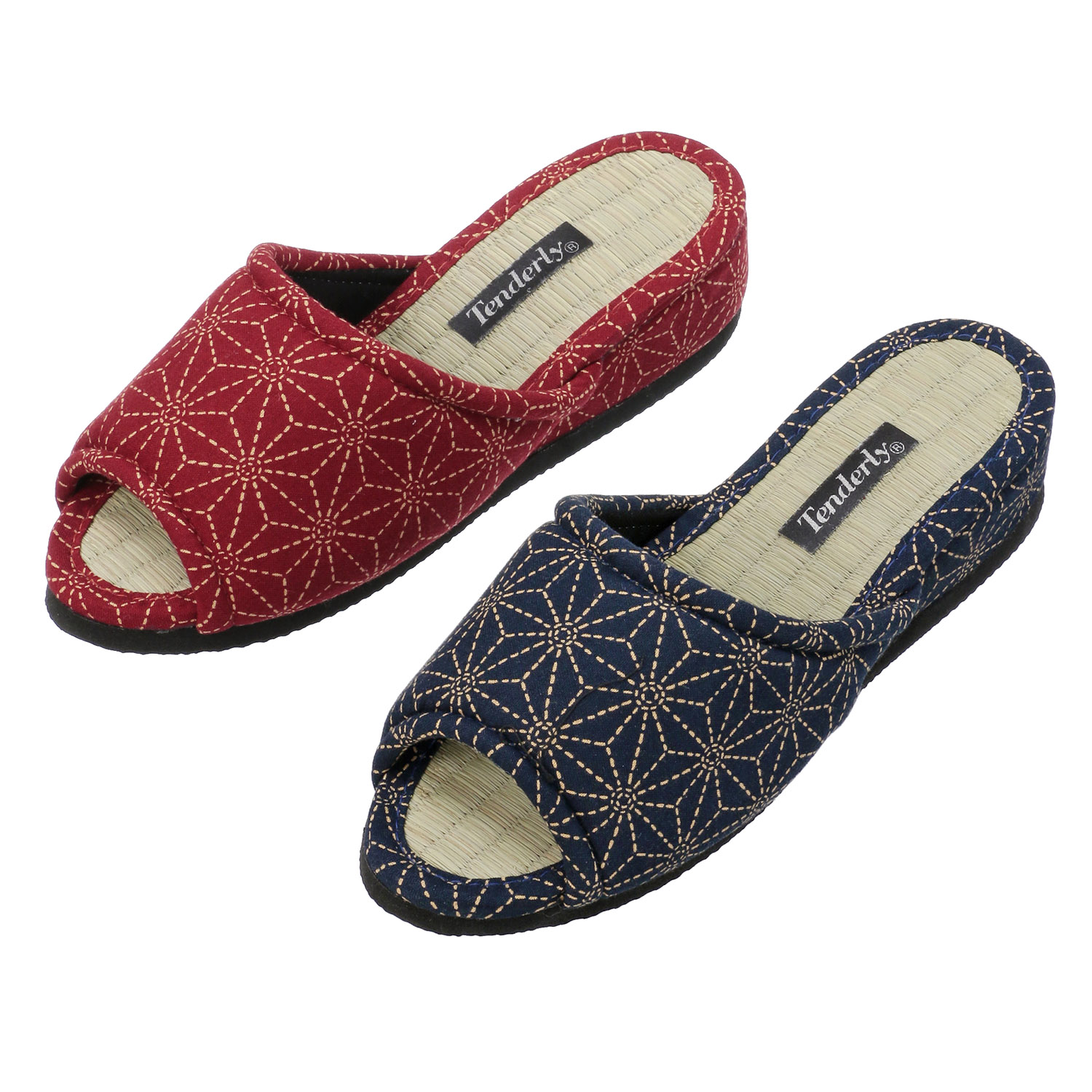 刺し子畳中ヒールスリッパ