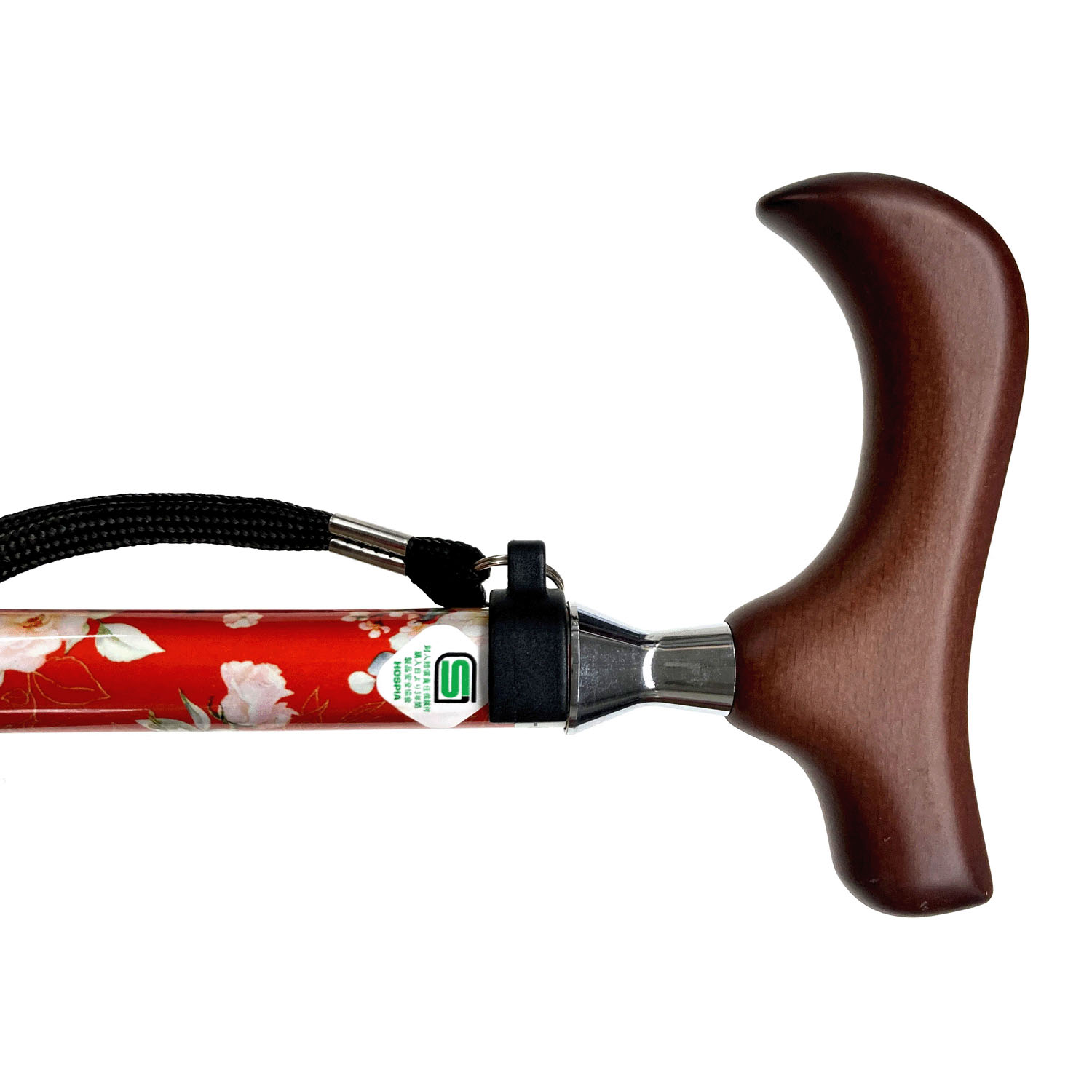 愛杖伸縮タイプステッキ Eシリーズ赤 花柄 - 画像2