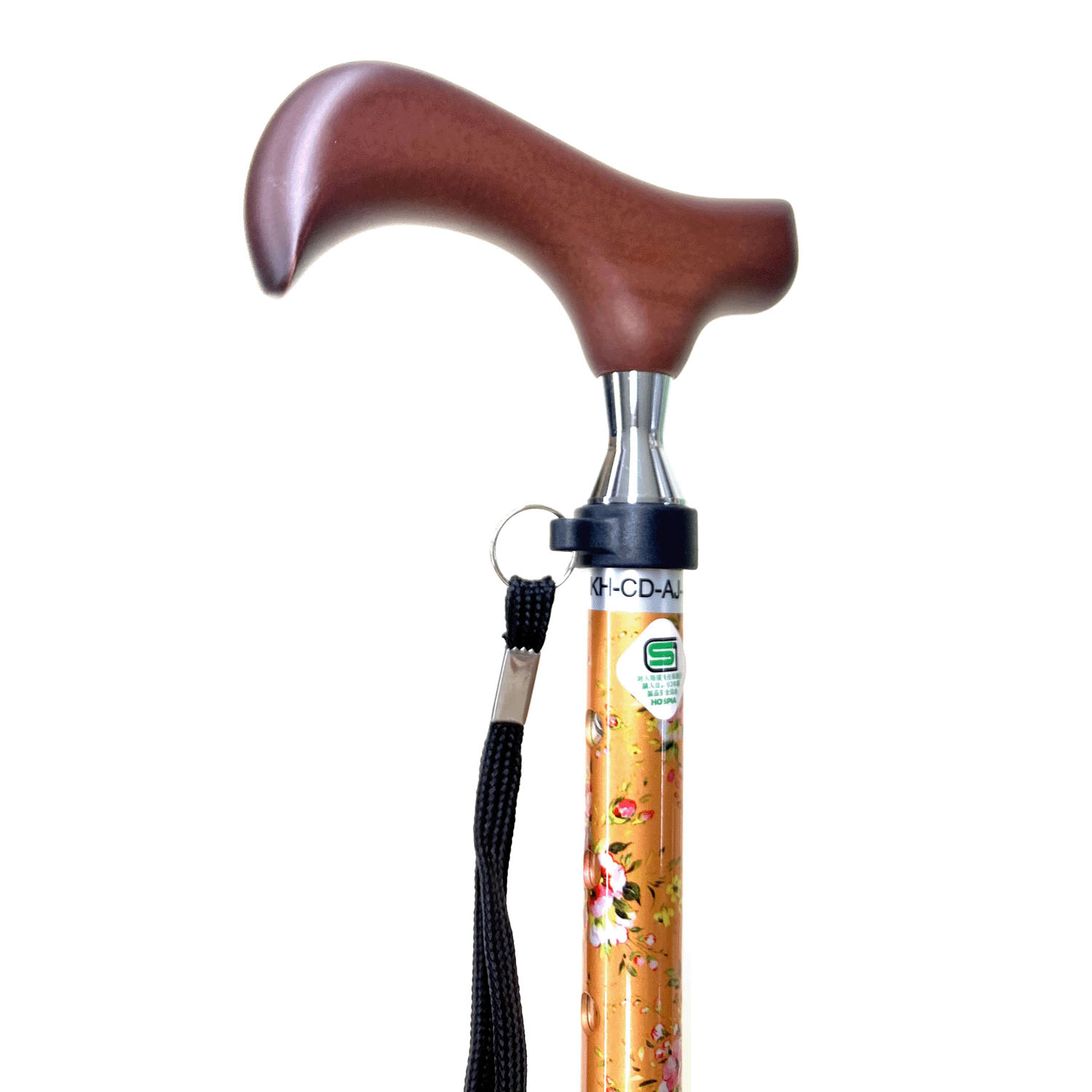 愛杖伸縮ステッキEシリーズ ベージュ花柄 - 画像2