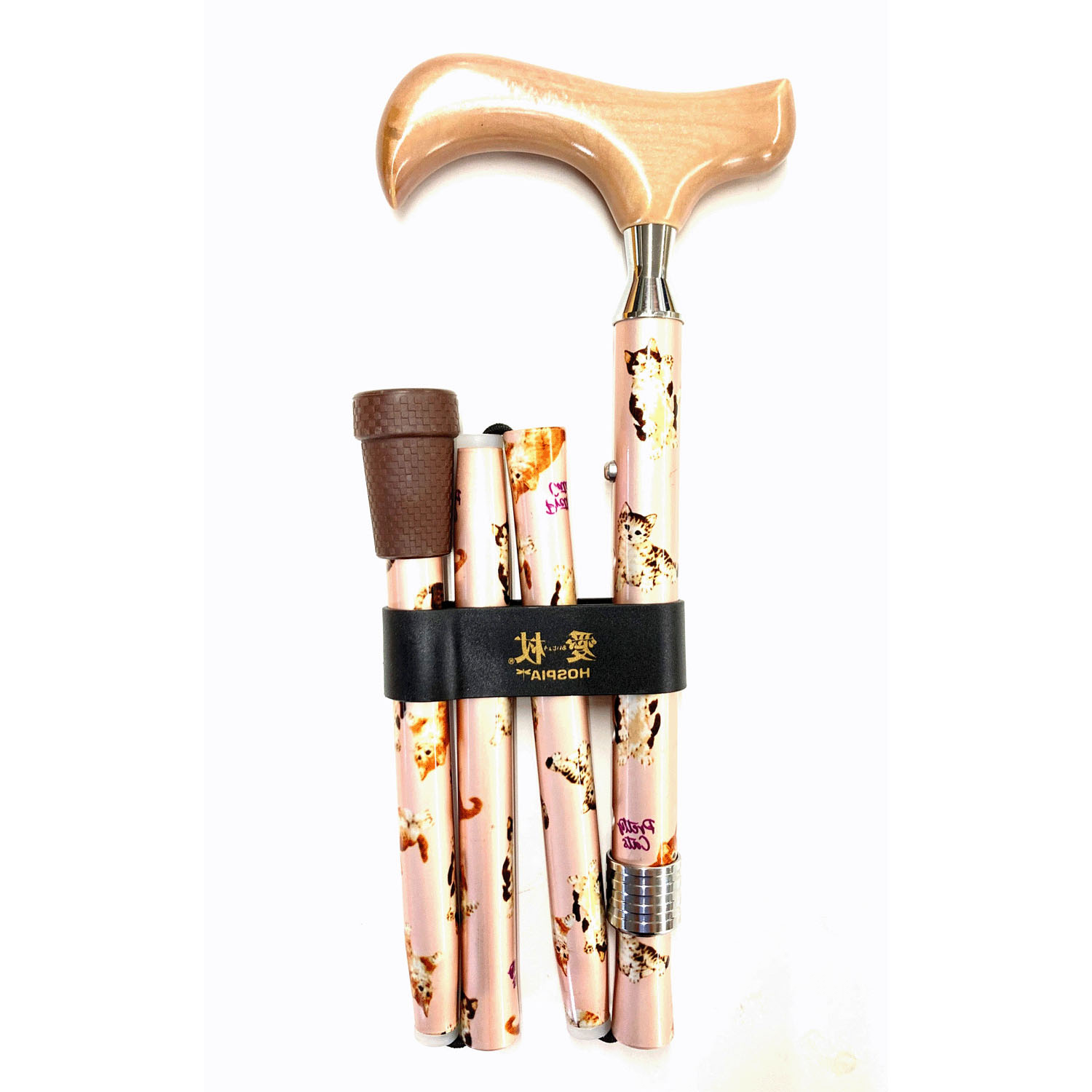 愛杖折畳ステッキプリティキャッツ ピンク - 画像4