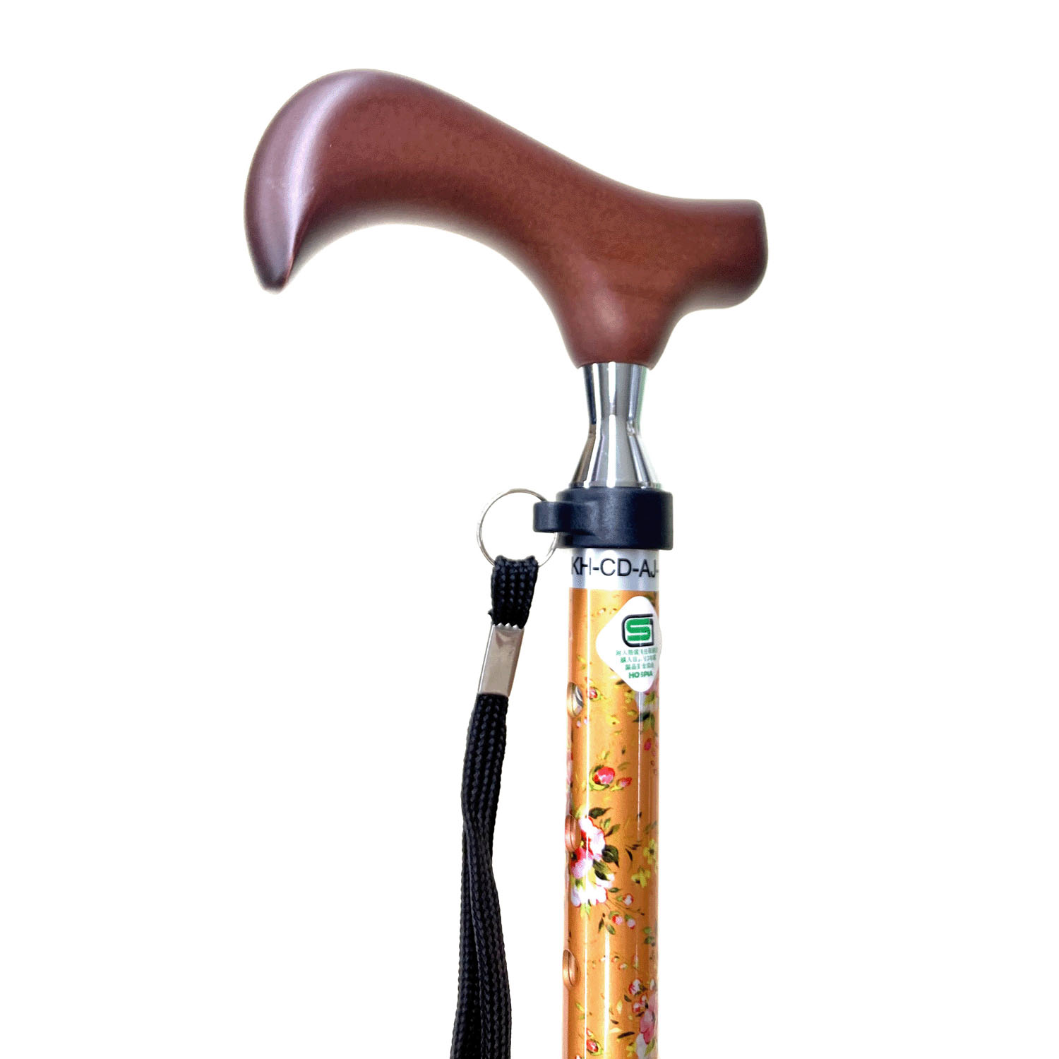 愛杖折りたたみステッキ 花柄ベージュ - 画像2