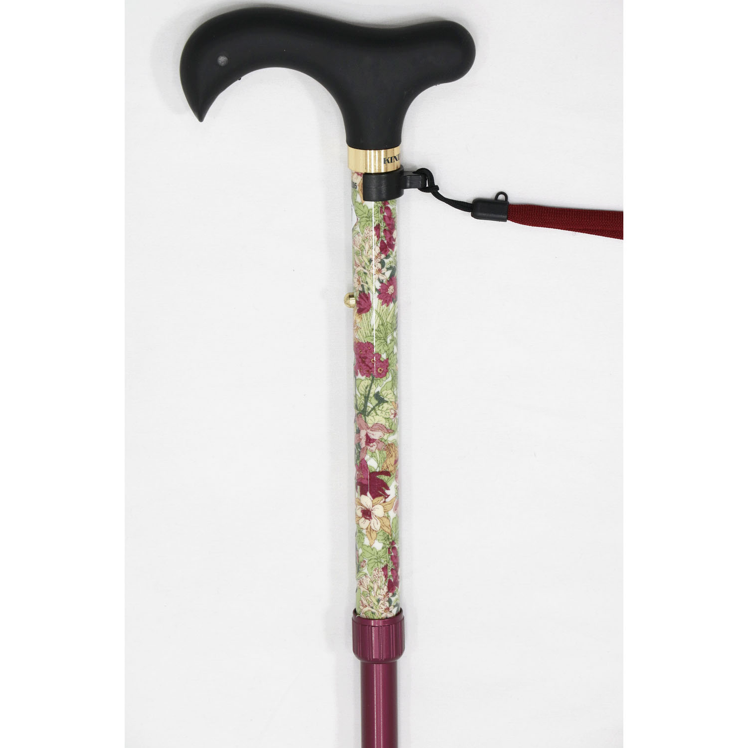 やわらかグリップ花柄生地巻き伸縮ステッキ - 画像3