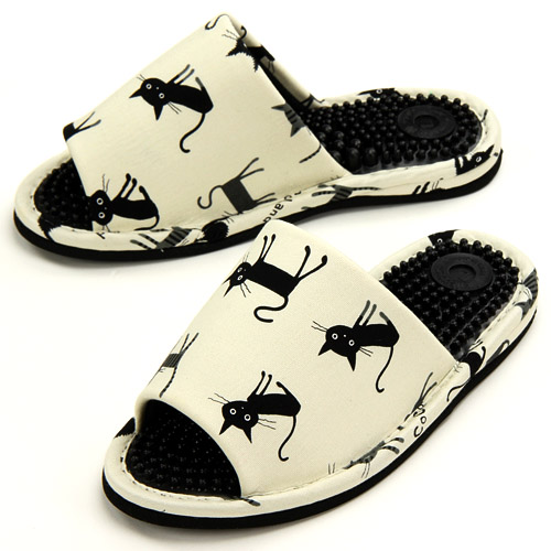 健康スリッパ 黒猫柄 - 画像2