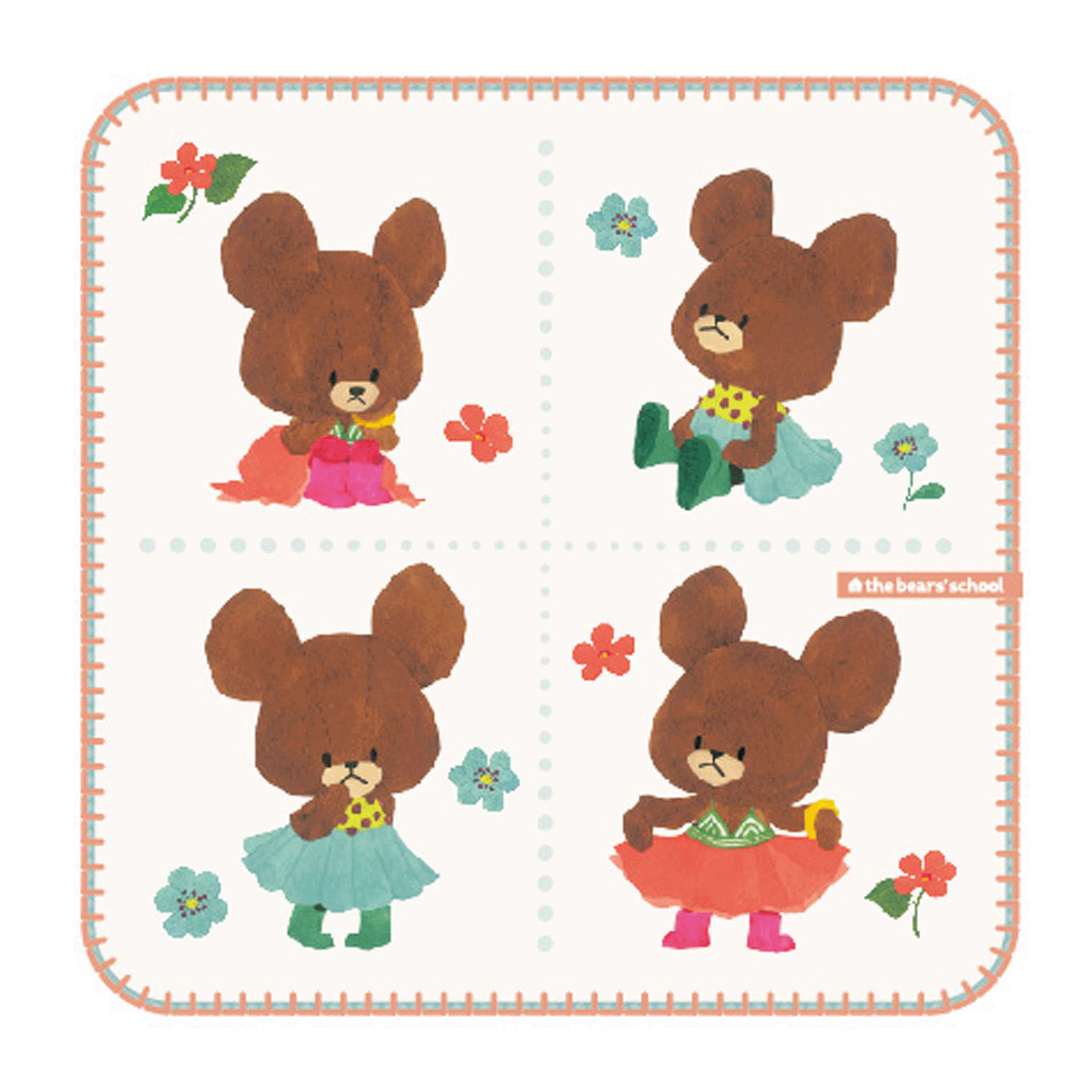 くまのがっこう  ミニタオル 「レトロファッション」