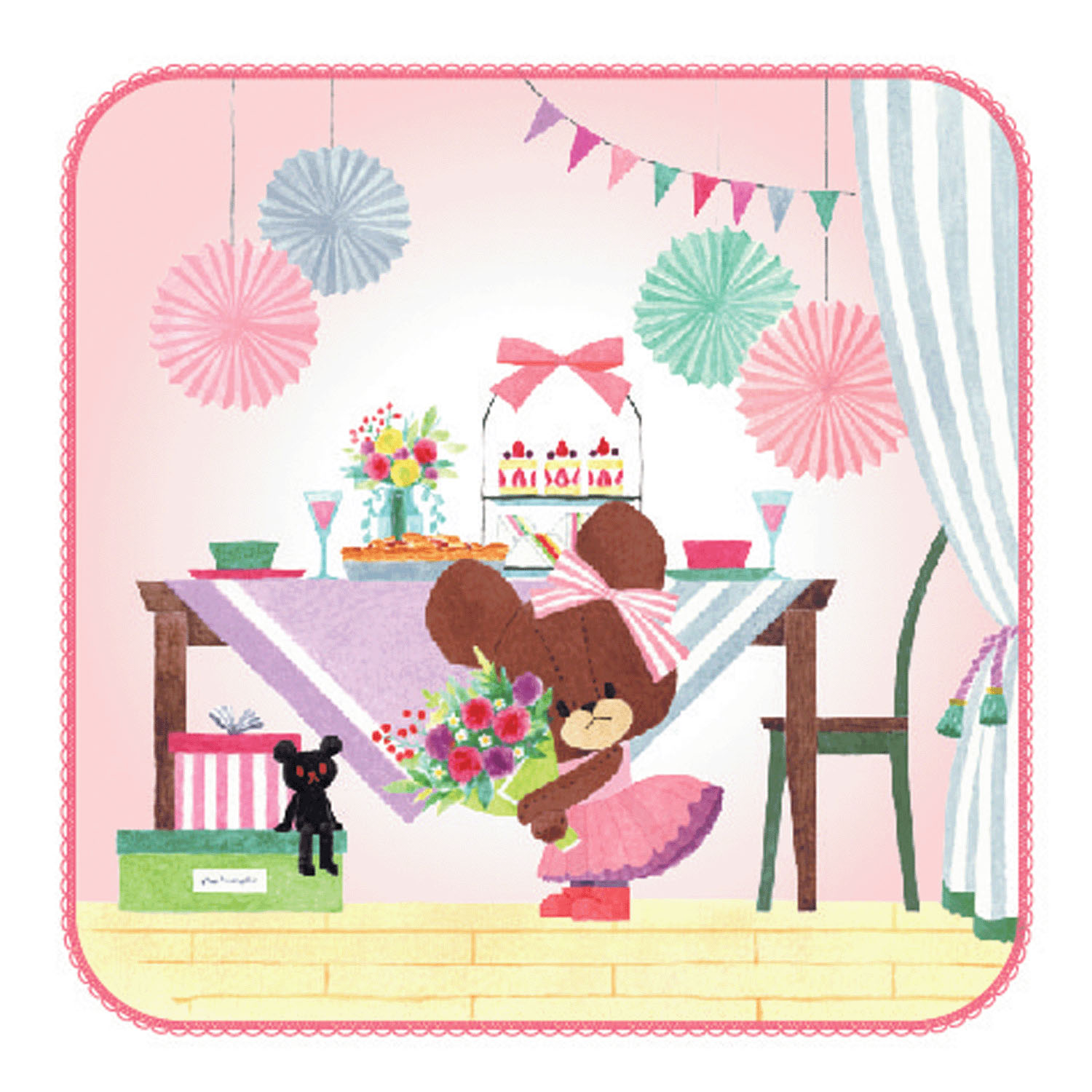 くまのがっこう  ミニタオル 「プレゼントフォーミー」