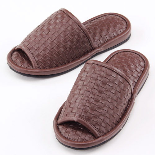 編み込みレザー紳士スリッパ - 画像1