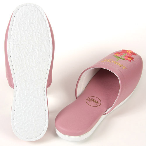 花刺繍 合皮スリッパ - 画像4