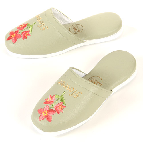 花刺繍 合皮スリッパ - 画像6