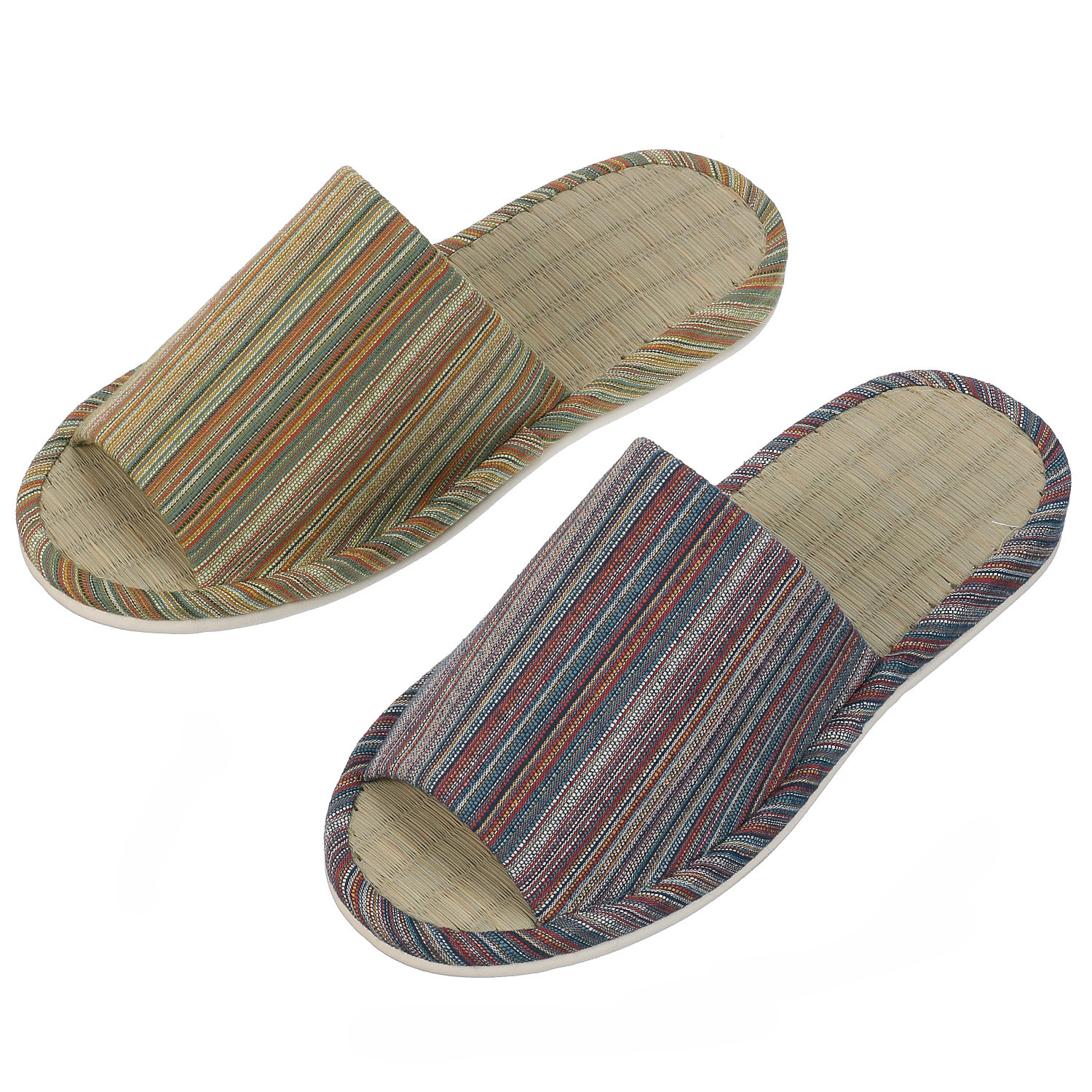 しじらボーダー畳中スリッパL