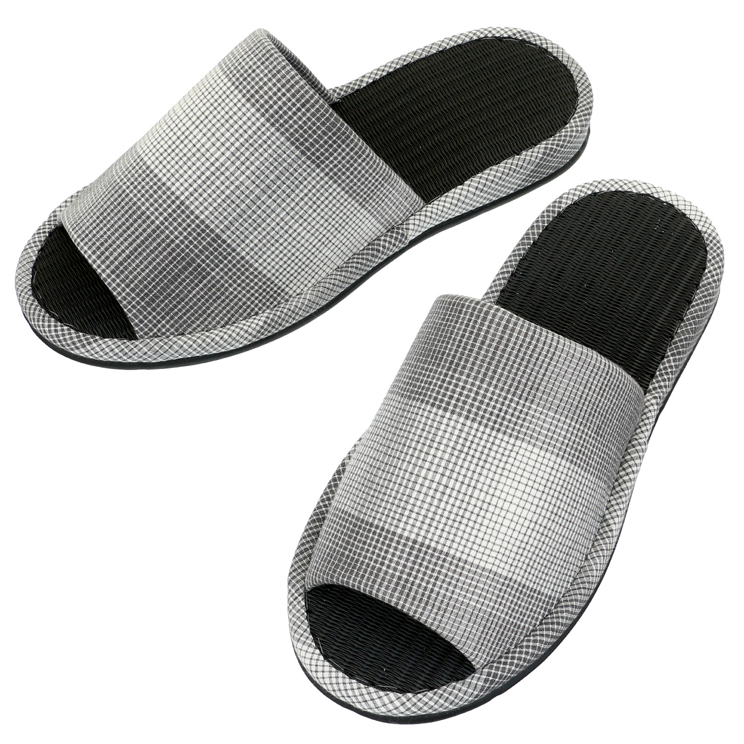 格子柄炭中スリッパL - 画像2