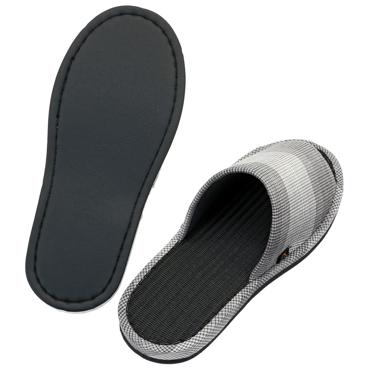 格子柄炭中スリッパL - 画像3