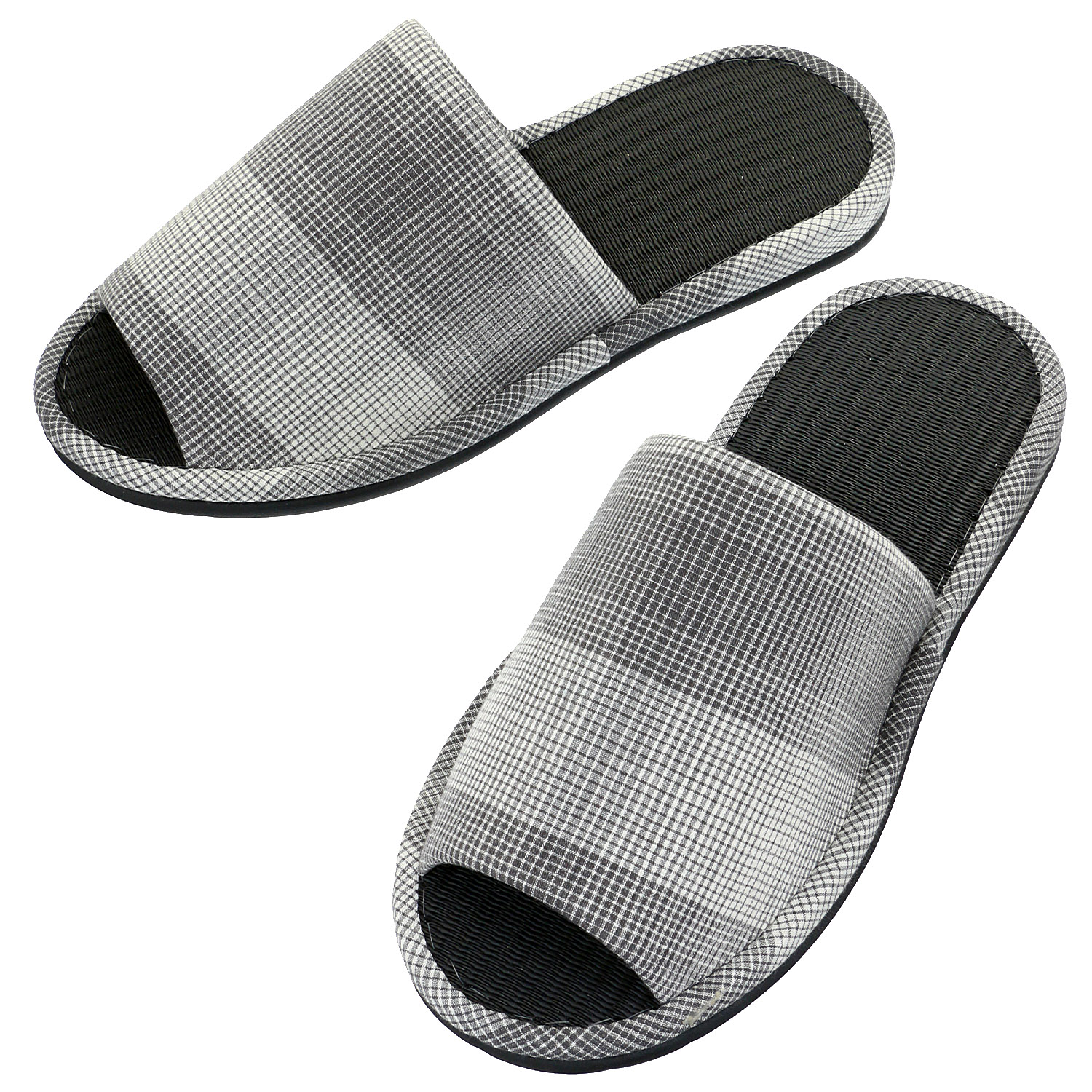 格子柄炭中スリッパ3L - 画像2