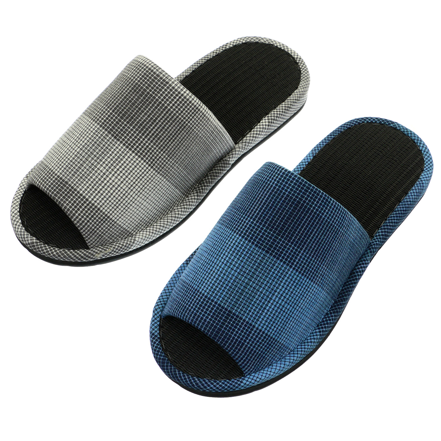 格子柄炭中スリッパ3L - 画像1