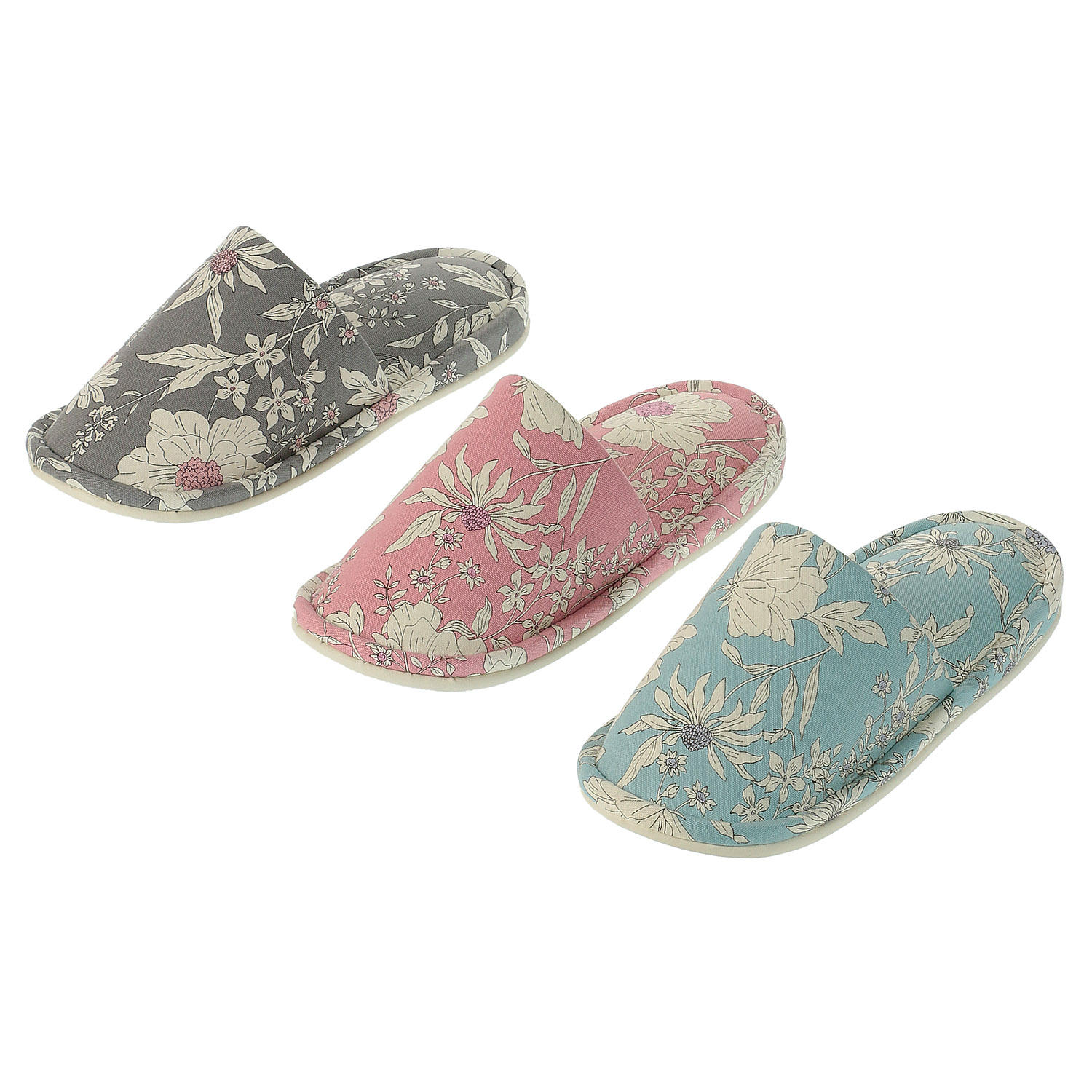 花柄外縫いスリッパ