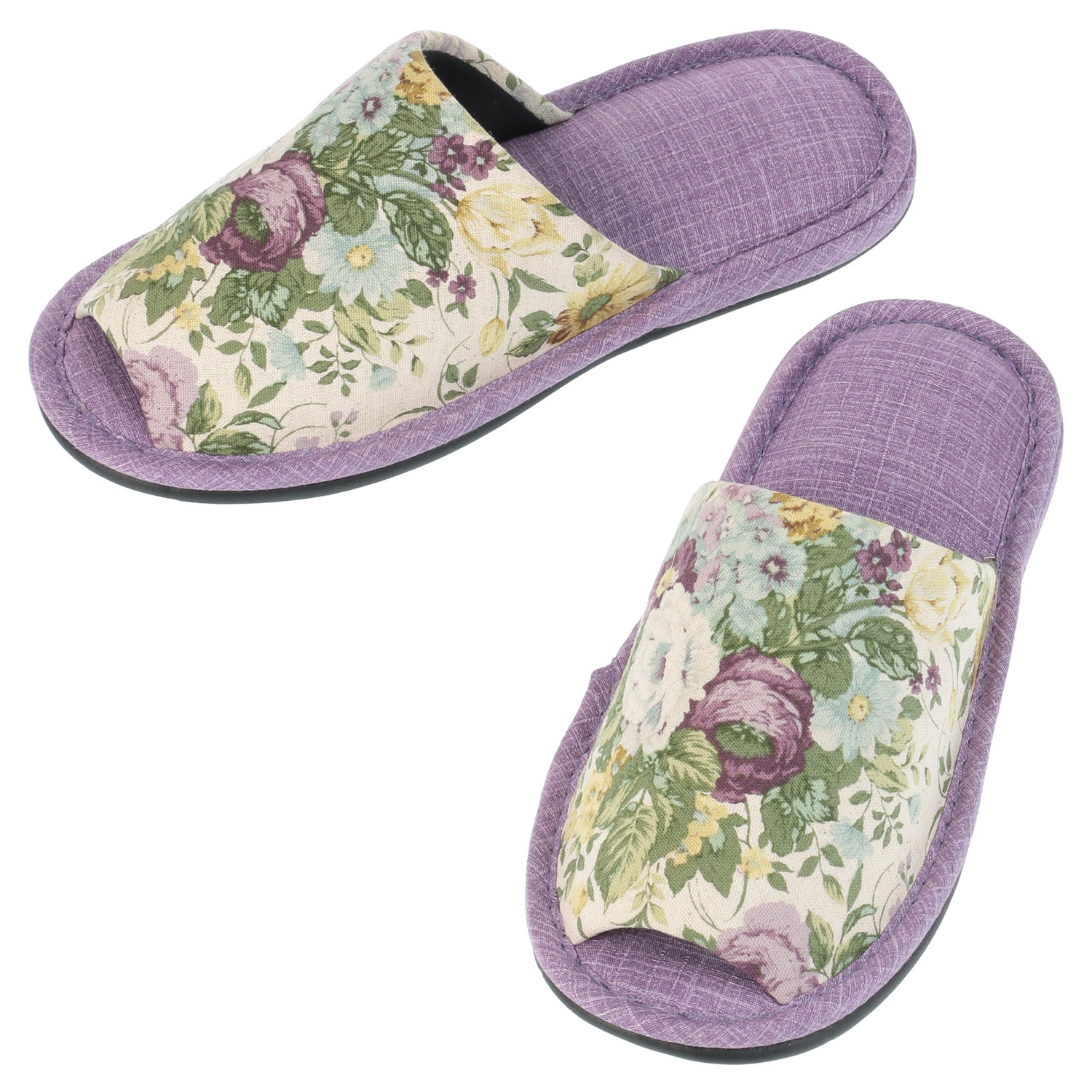 麻プリント花束外縫いスリッパ - 画像3