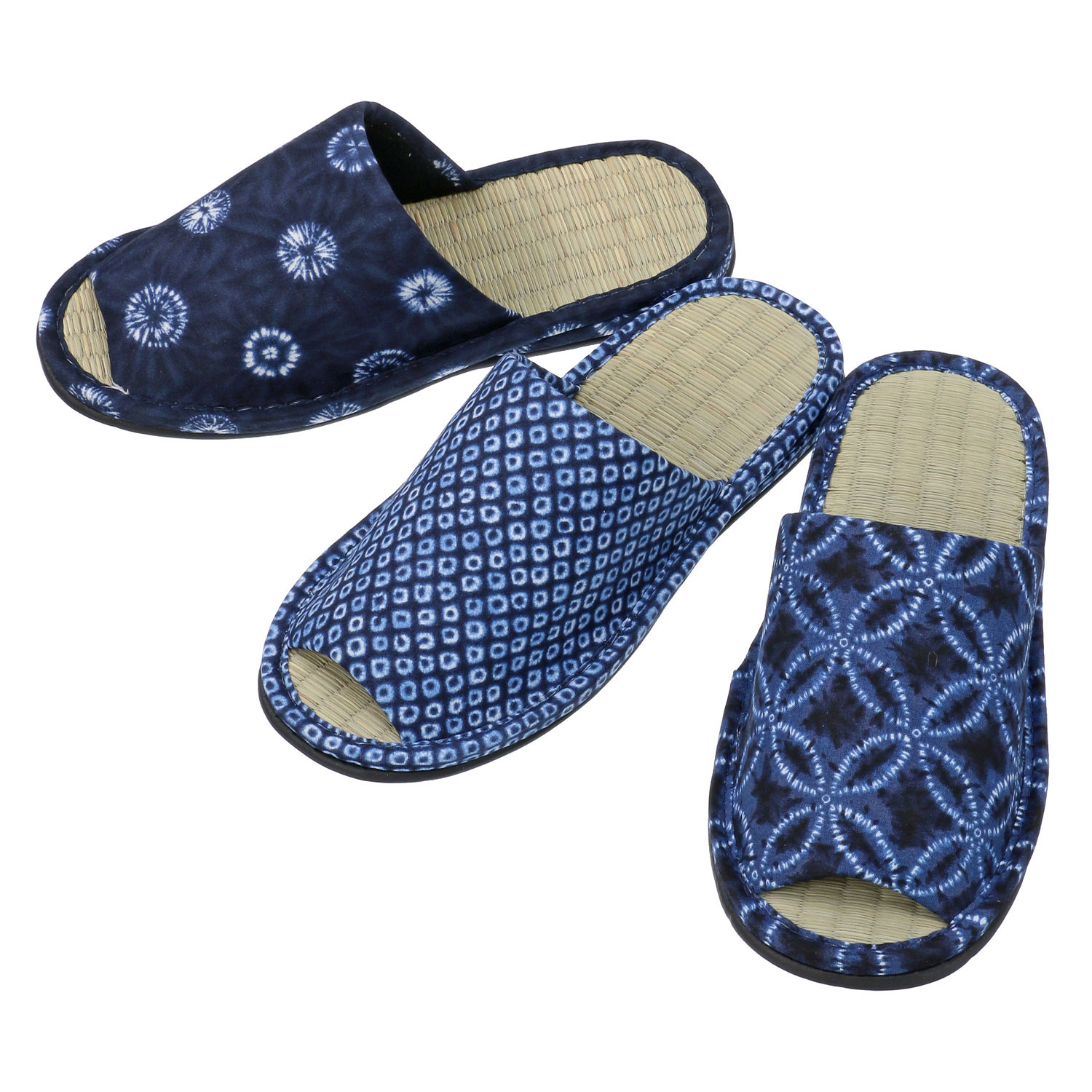 絞り藍染め畳中スリッパ - 画像1