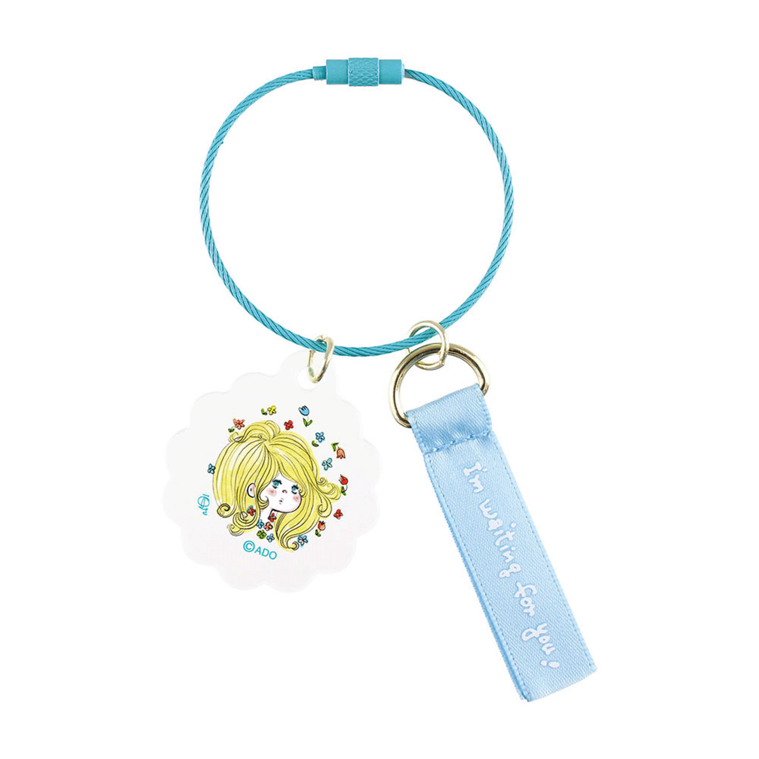 水森亜土 2チャームワイヤーキーリング ブルー