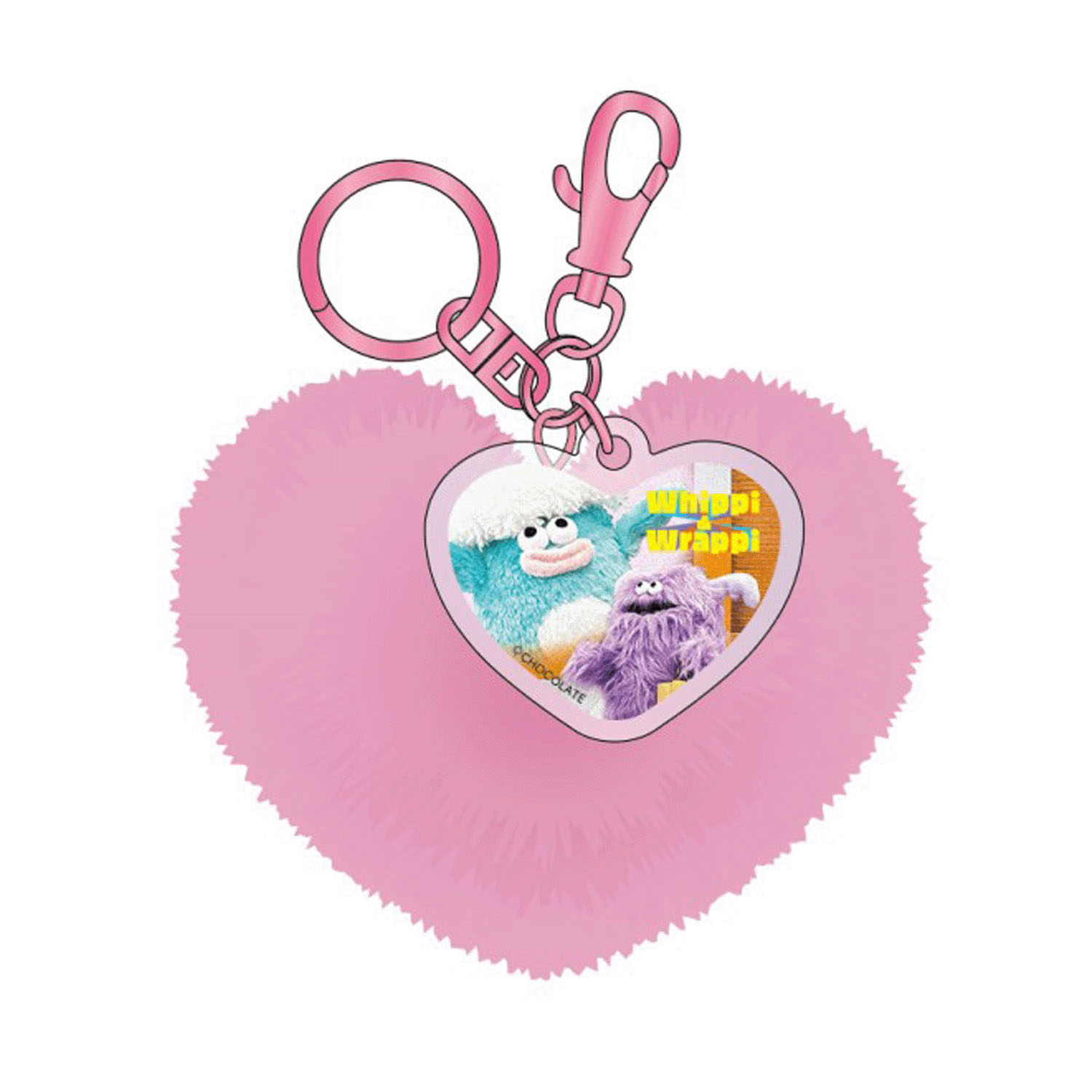 ホイッピ＆ラッピ ハート型ファーキーホルダー ピンク