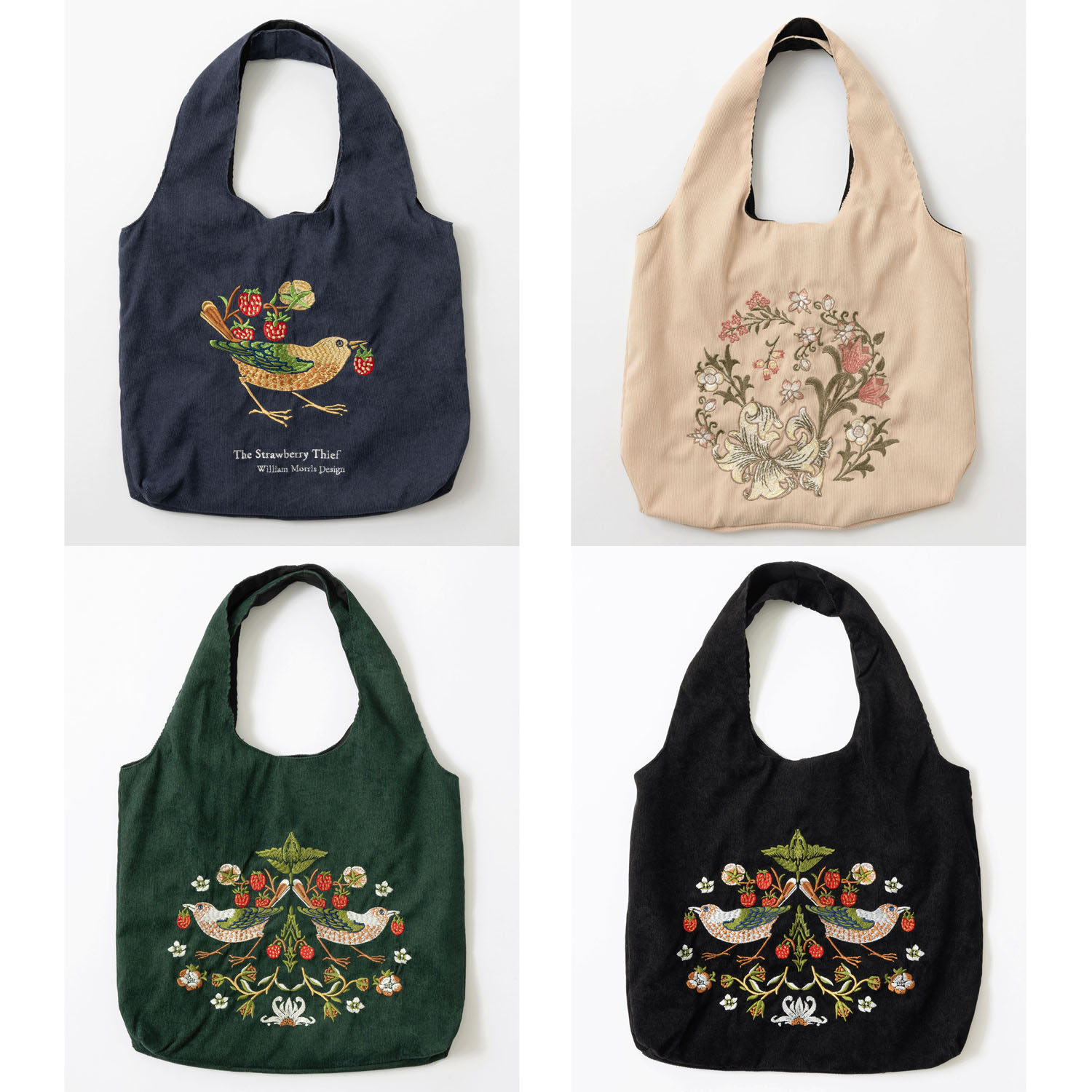 立体刺繍トートバッグ ウィリアム・モリス柄