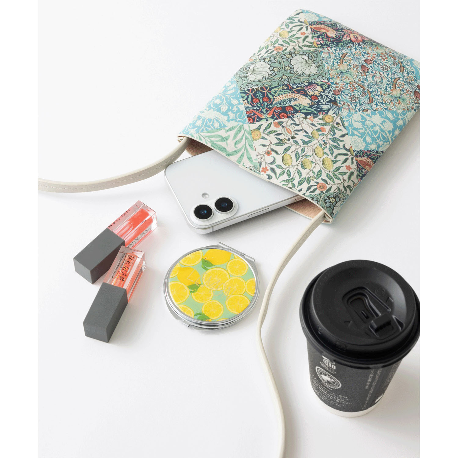 ウィリアムモリス柄 PUレザーミニショルダーバッグ サコッシュ - 画像5