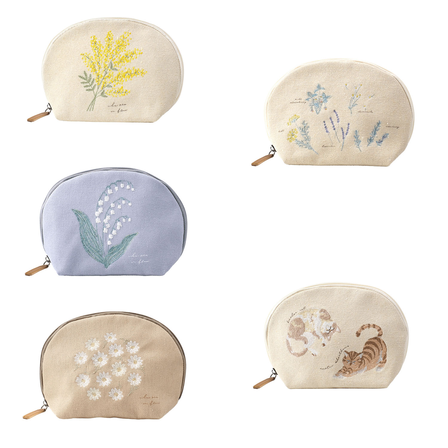 刺繍シェルポーチ