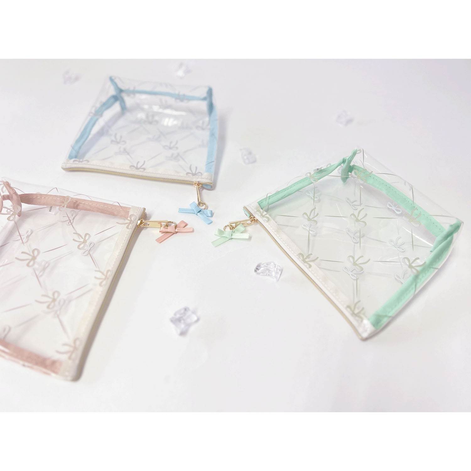 クリア舟形ポーチ リボン - 画像1