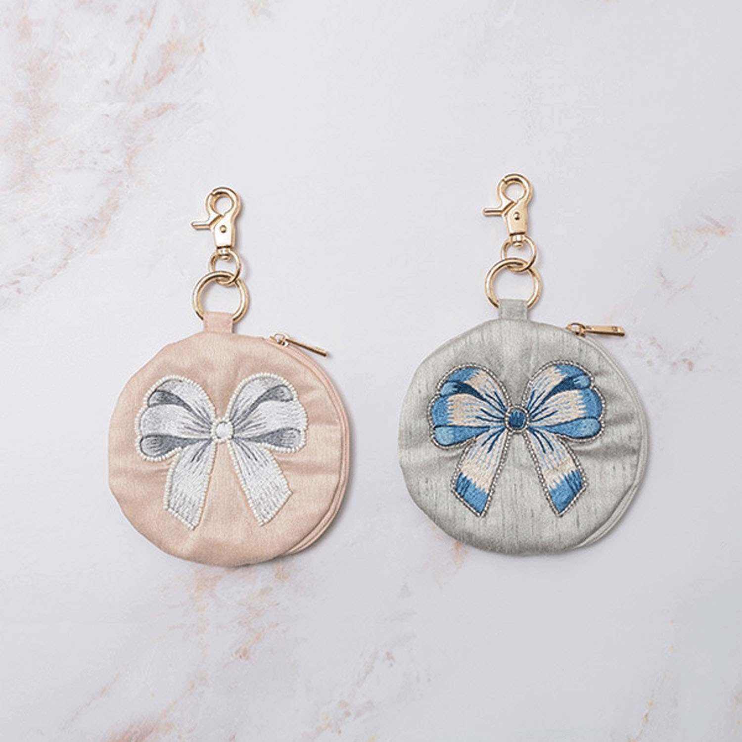 リボン刺繍キーポーチ