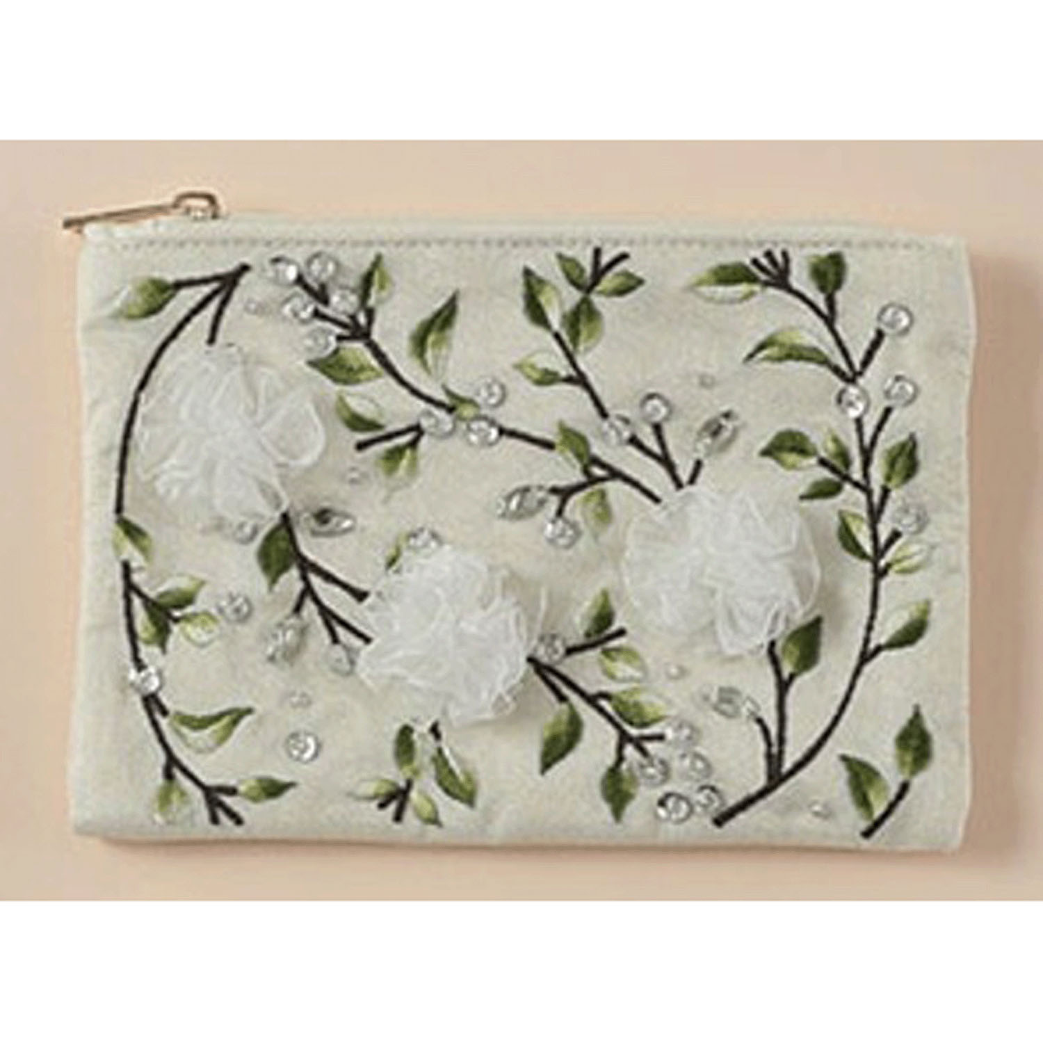 リボンフラワーポーチS ホワイト