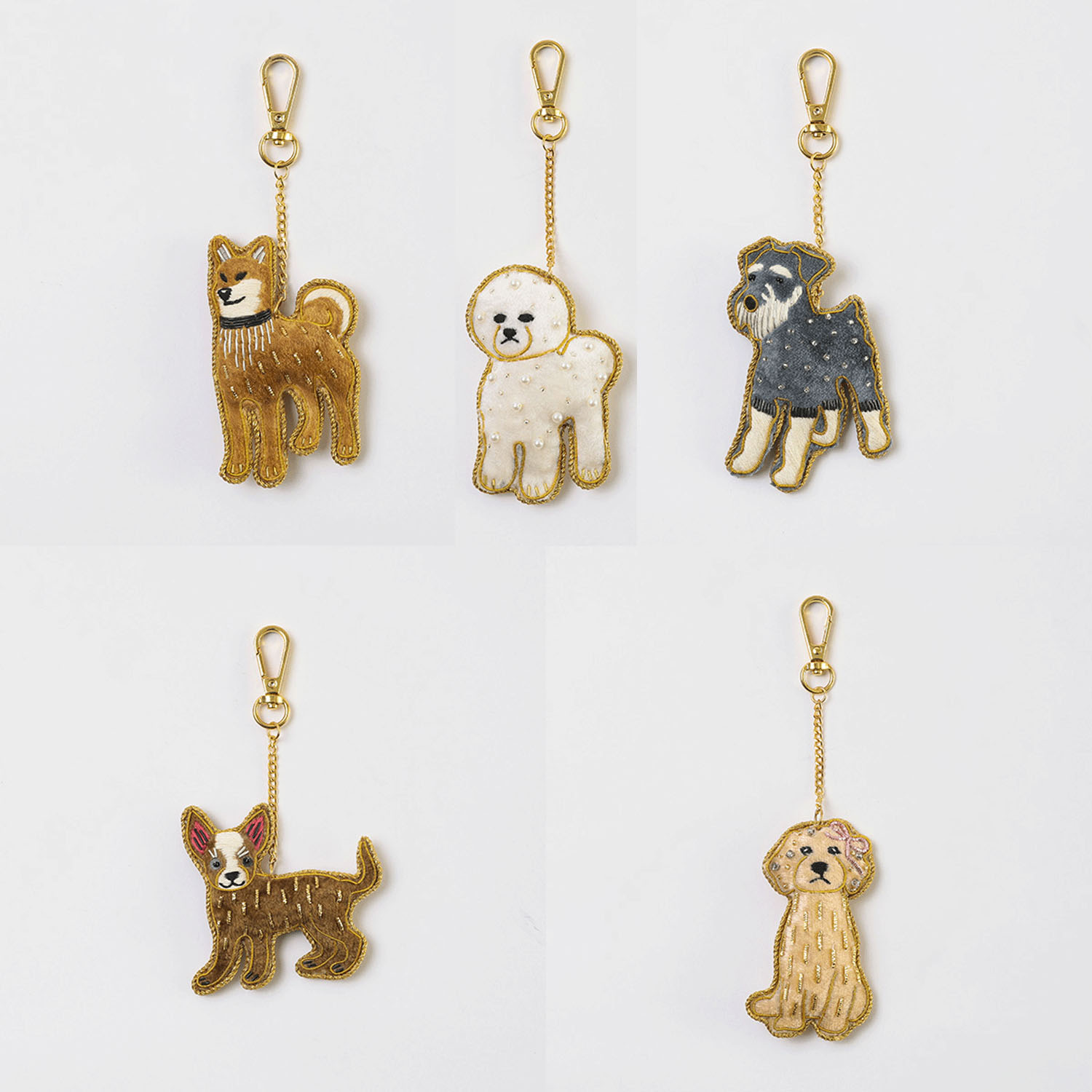 ザリ刺繍 キーホルダー犬